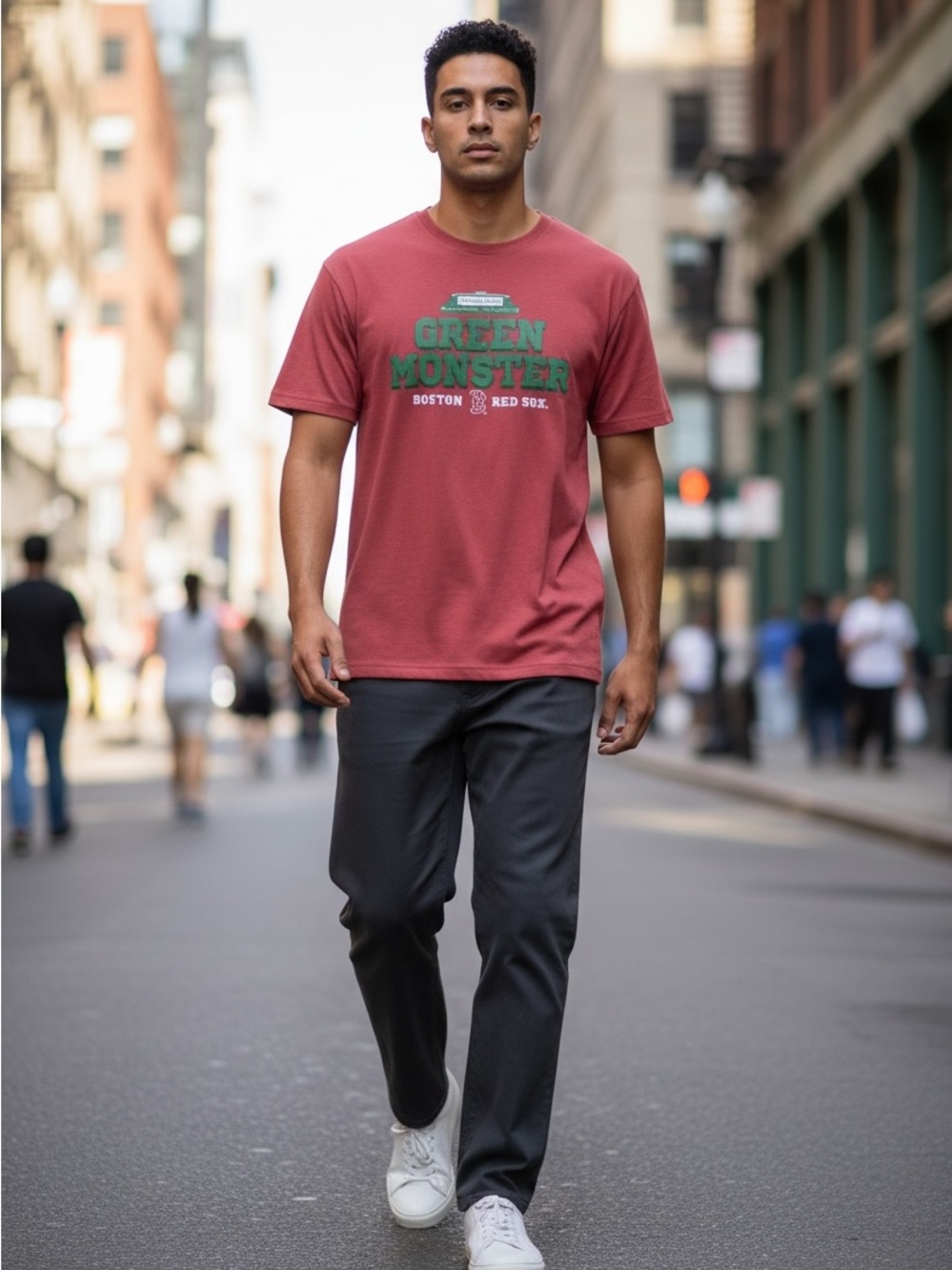 47 Brand Red Tee with Green "Green Monster" Graphic - Boston Red Sox - Picture 2 of 4